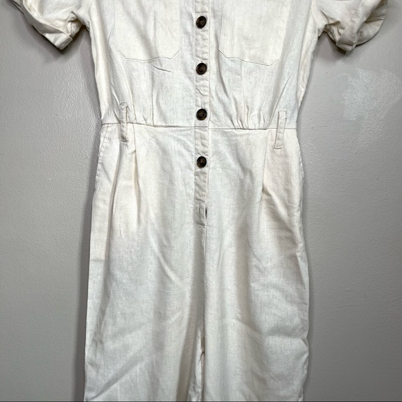 Who What Wear Beige Linen Jumpsuit Size XS - Picture 4 of 11
